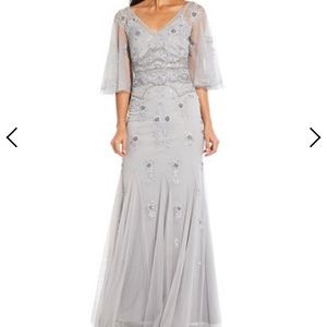 Adrianna Papell beaded wide sleeve long gown new